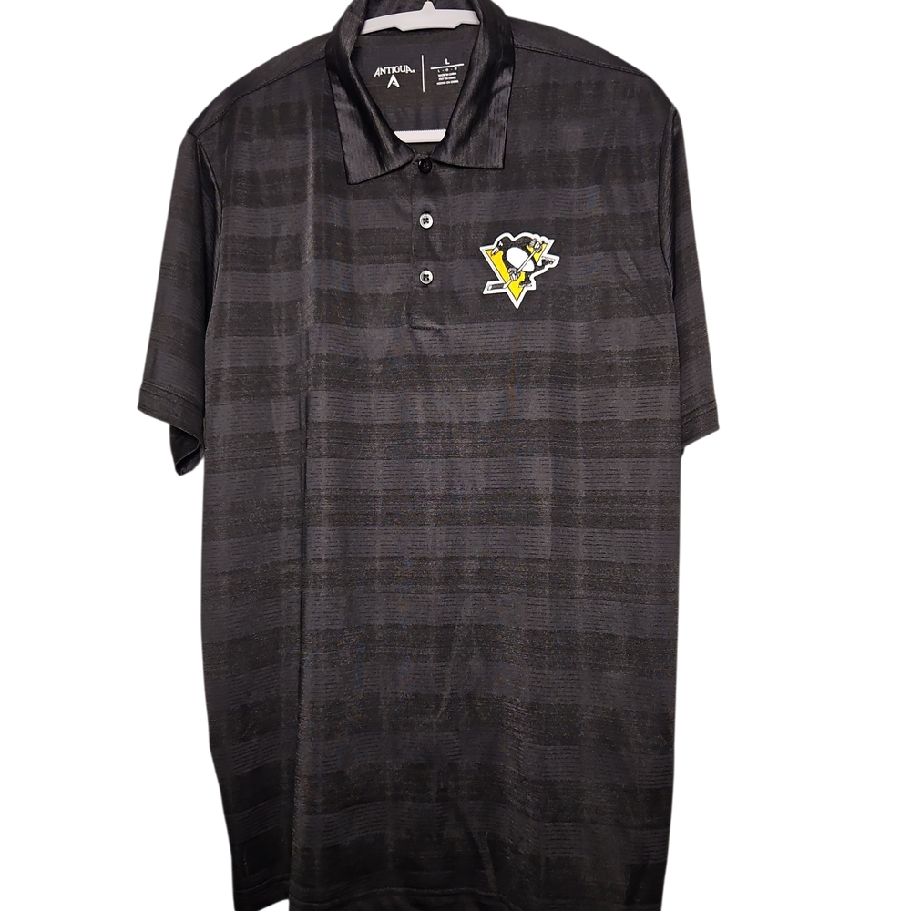 Antigua Men's NHL Pittsburgh Penguins Black Tunnel Polo Size L
